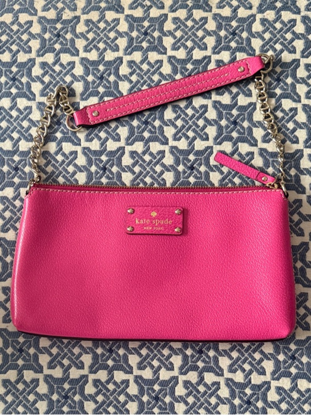 KATE SPADE Wellesley Bird Pink Leather Shoulder Bag Gold Chain